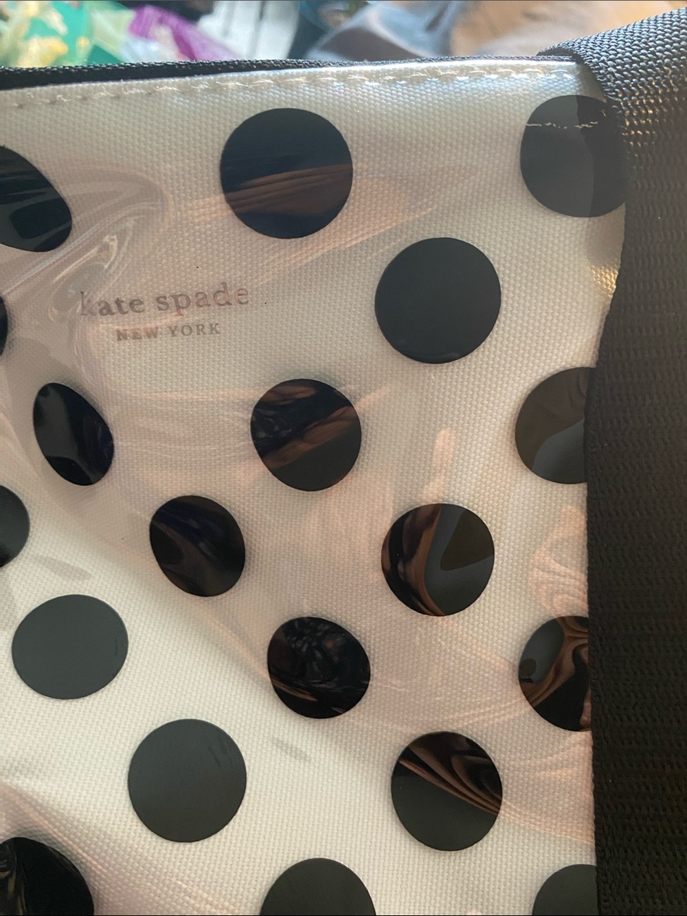 kate spade White and Black Polka Dot Coated Insulated Cooler Bag **NWT** - Picture 9 of 11